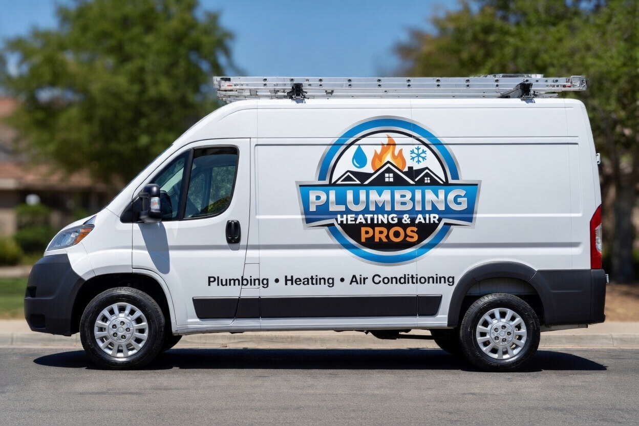 Local plumbing heating and air service van serving Long Beach