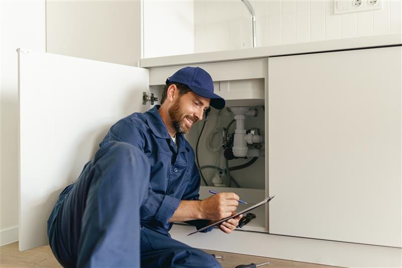 Residential plumber providing service in a Long Beach home